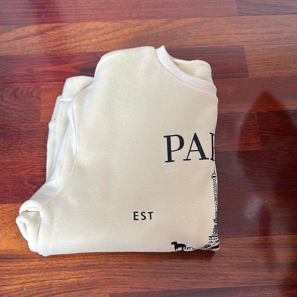 Cream Sweatshirt with Black Print